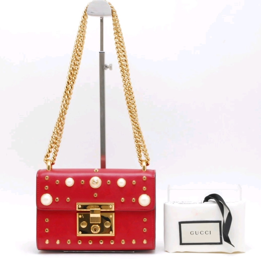 Gucci Red Studded Shoulder Bag
